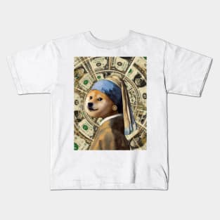 Doge with a Coin Earring Kids T-Shirt